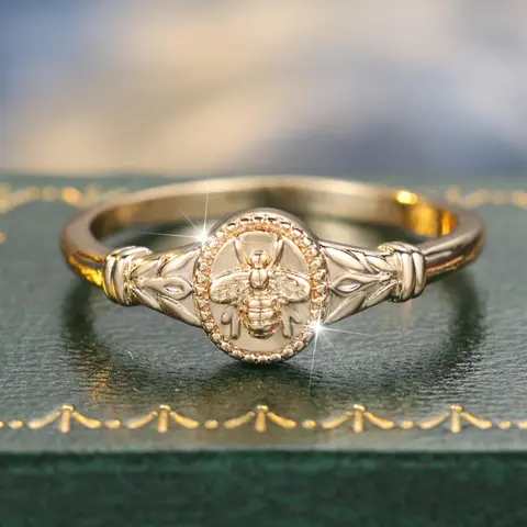 Elegant Bee Design Ring, Animal Theme Ring, Fashion Accessories for Women & Girls, Trendy All-match & Exquisite Jewelry for Birthday Gift, Elegant Glittering Ring, Fashion Rings, Beautiful Rings