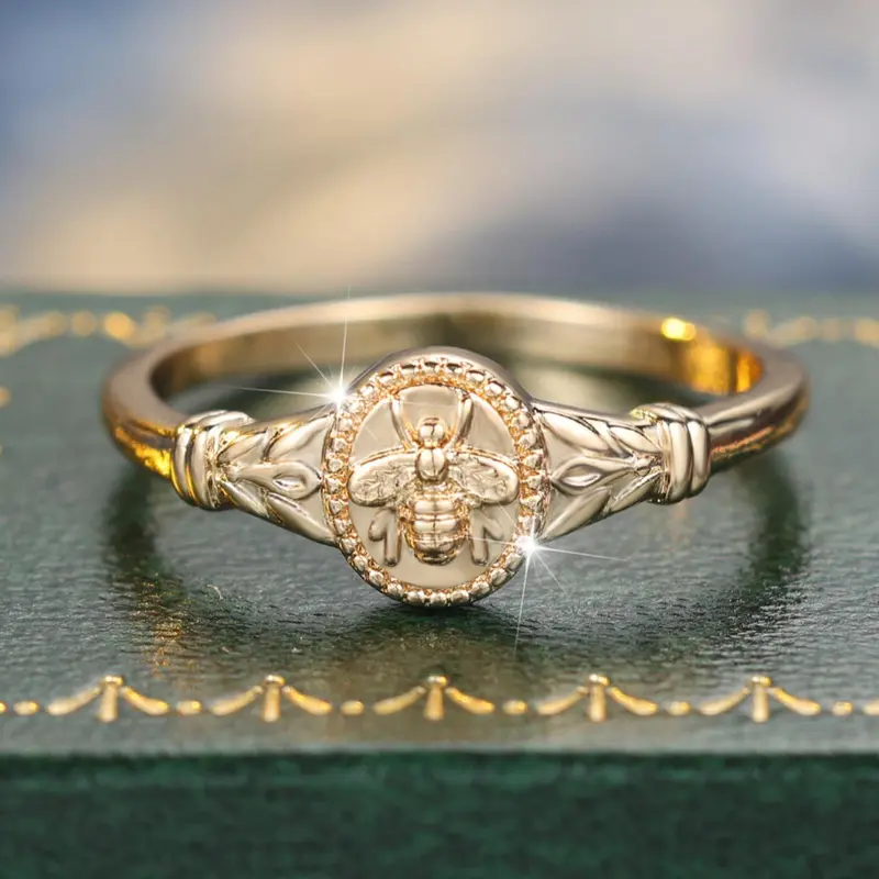 Elegant Bee Design Ring, Animal Theme Ring, Fashion Accessories for Women & Girls, Trendy All-match & Exquisite Jewelry for Birthday Gift, Elegant Glittering Ring, Fashion Rings, Beautiful Rings
