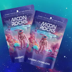 Moon Rocks Freeze-Dried Candy – Cosmic Crawlers: Tangy Sour Worms with Light, Crunchy Twist