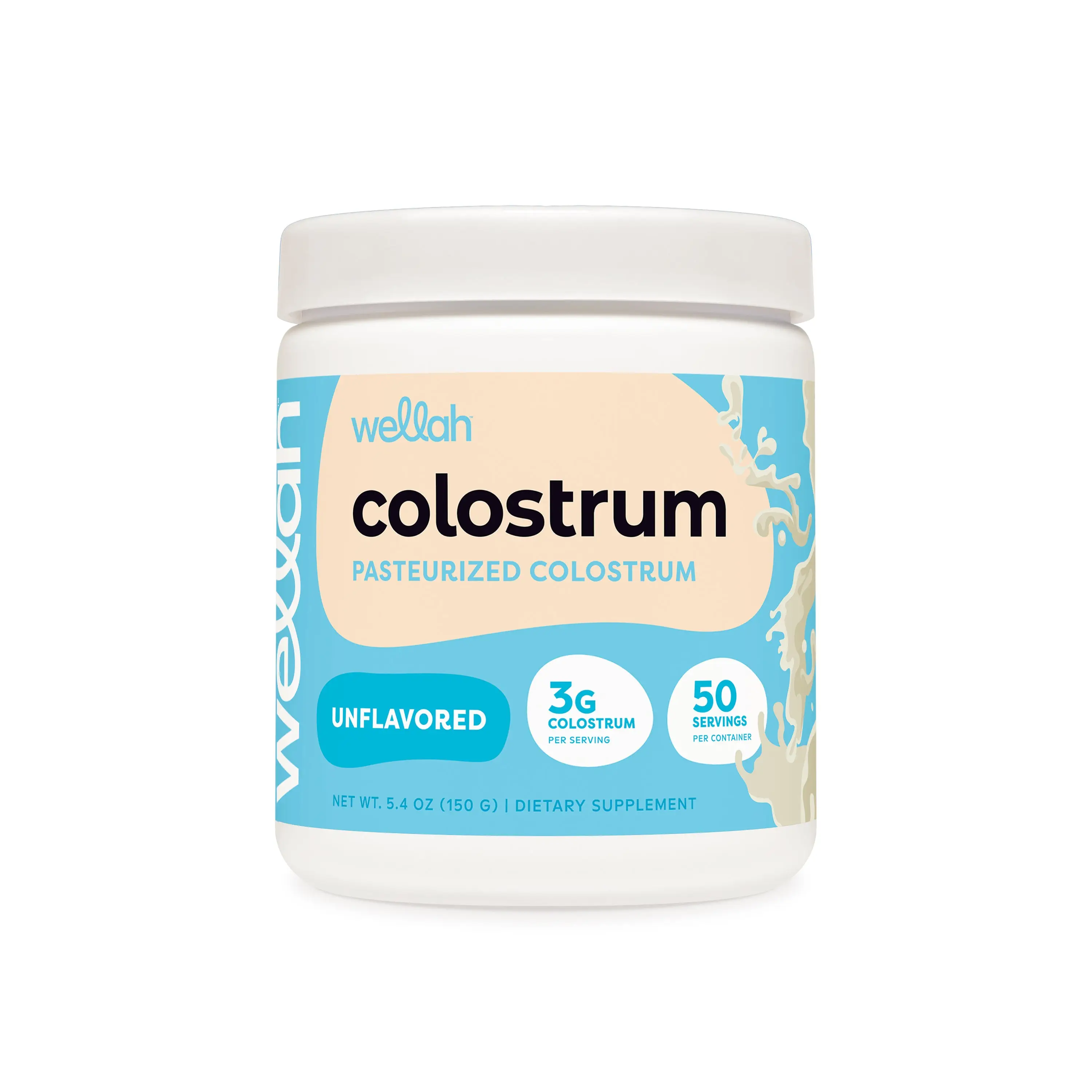 Wellah Colostrum | Gut Health Supplement | 3G Of Pasteurized Colostrum Per Serving | 50 Servings
