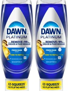 2 Pack 36oz Dish Soap Dishwashing Liquid, Fresh Rain, 18oz Bundle