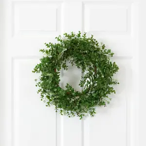 18” Eucalyptus Double Ring Wreath w/Twig Base