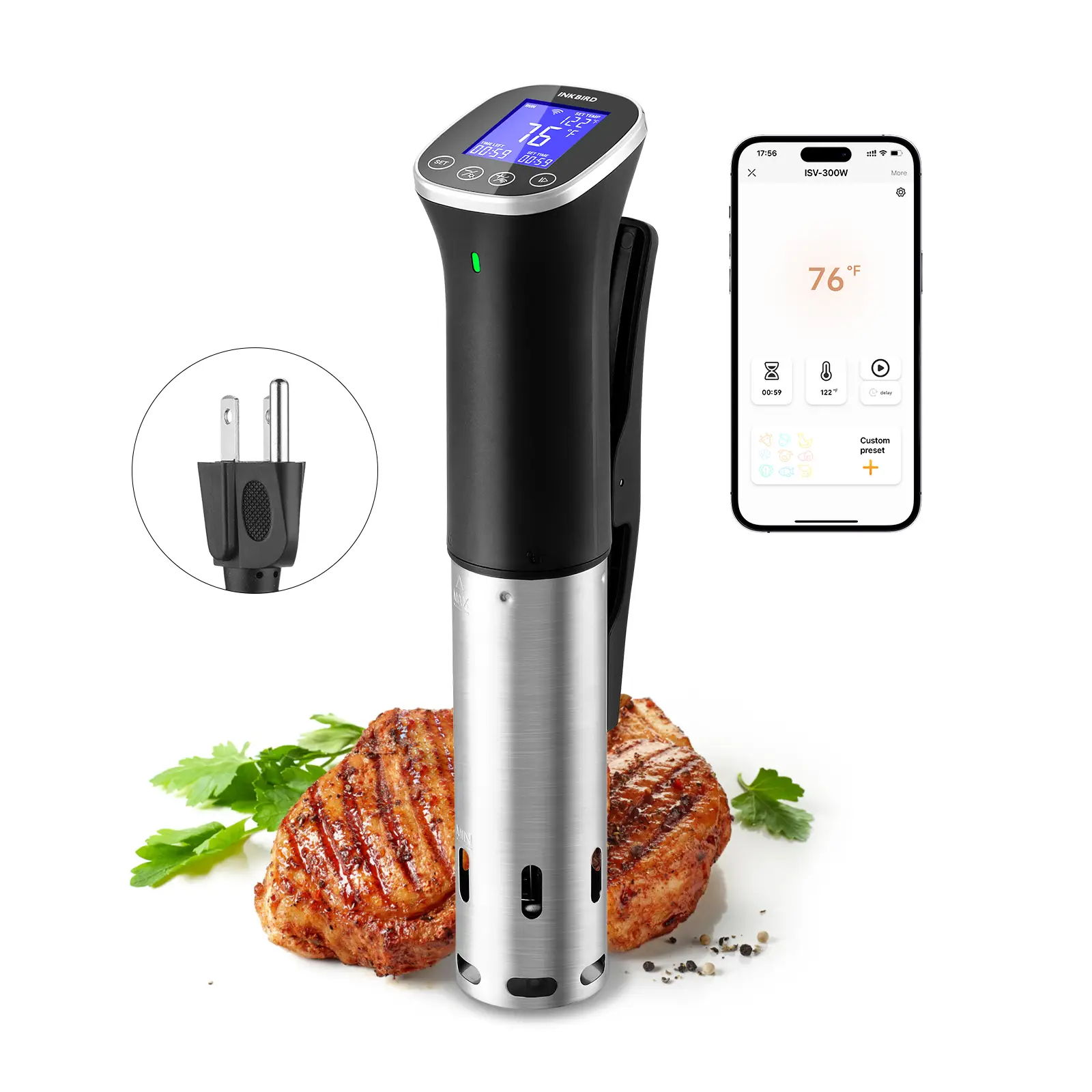 Inkbird WIFI Sous Vide Cooker，1000W Sous-Vide Machine，Fast-Heating Thermal Immersion Circulator with Timer，Kitchen tools Cooking Meat Food Electric