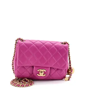 Pre-owned CHANEL material Messenger Bags Pearl Crush Square Flap Bag Quilted Lambskin Mini by Rebag