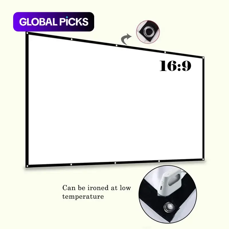 Portable Foldable Durable Projector Screen, Washable Movie Screen for Home, Office and Outdoor Use, HD Projection Screen #GLOBAL PICKS
