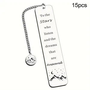 Inspirational Stainless Steel Bookmark, 15pcs/set Creative Book Mark with Chain, Book Page Marker for Book Lovers, Gift for Women, Men, Friends