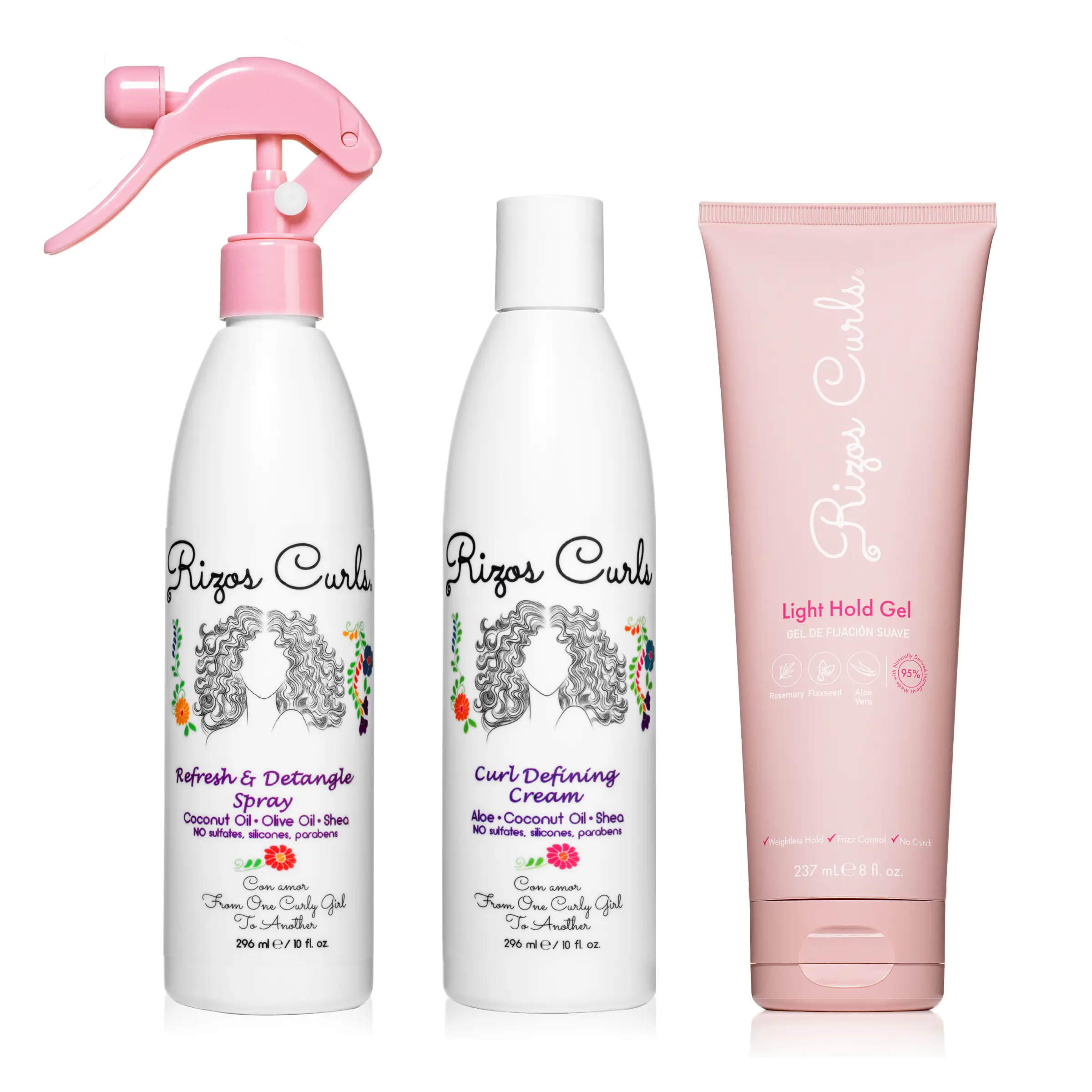 Rizos Curls Styling Starter Kit: Detangle Spray, Curl Defining Cream & Light Hold Gel for Moisturized Curls Rizos Curls Styling Starter Kit: Detangle Spray, Curl Defining Cream & Light Hold Gel for Moisturized Curls