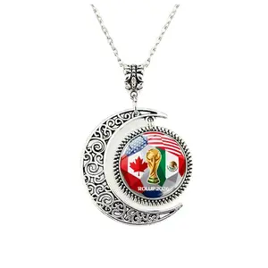 2026 Us Mexico Mexico World Cup Necklace, Creative Moon Pendant Jewelry, Soccer Fan Gift, Unique Football Lover Accessory