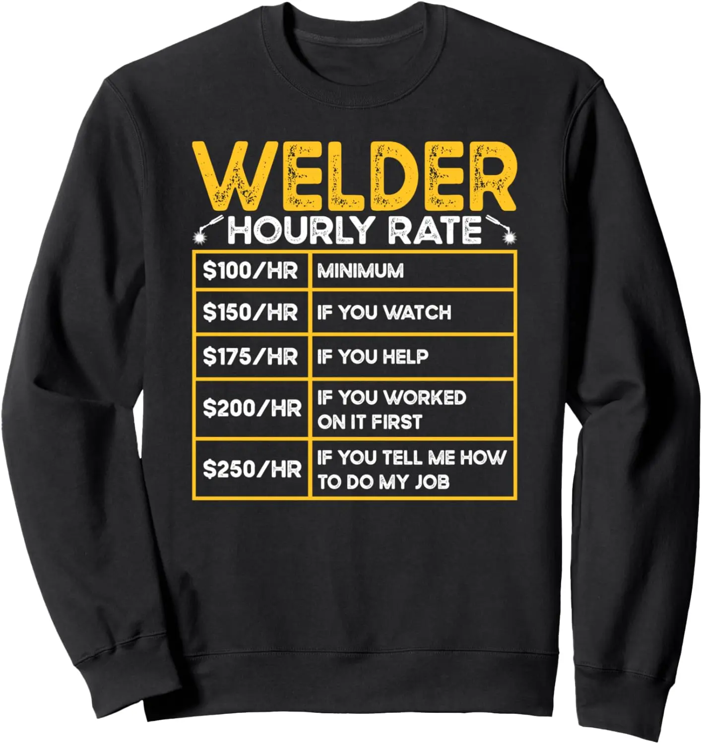 Welder Hourly Rate Funny Welding Metals Worker Pipeliner Sweatshirt