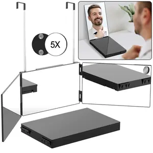 3 Way Trifold Haircut Mirror | 360° Rotating Makeup Mirror with Height Adjustable Brackets | Perfect for Hair Cutting, Shaving, Grooming & Dyeing
