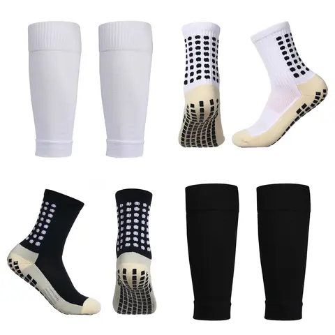 Adult Men's Compression Athletic Socks - Anti-Skid Silicone Anti-Print Grip, Thick Absorbent Towel Lining, Breathable Mesh Ankle Airflow, Soft, Shin Guard Sleeves, Calf Warmers, All Seasons Soccer Equipment, Absorbent Sports Socks for Soccer