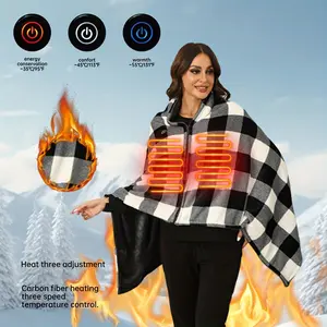 Smart Electric Wearable Heated Blanket Multi-Function, Three Temperature Settings, USB Powered, Warm Shoulders and Legs, Soft and Comfortable