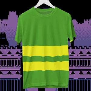 Asriel Short Sleeve T-Shirt - Asriel Clothing - Asriel Undertale Shirt - Asriel Green Striped Shirt - Asriel Undertale Cosplay