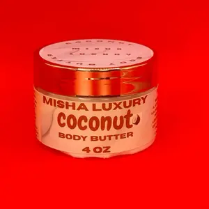 Misha Luxury Coconut Body Butter 4oz Rich Moisturizing Formula for Soft Smooth Skin Enhancing Skin Hydration