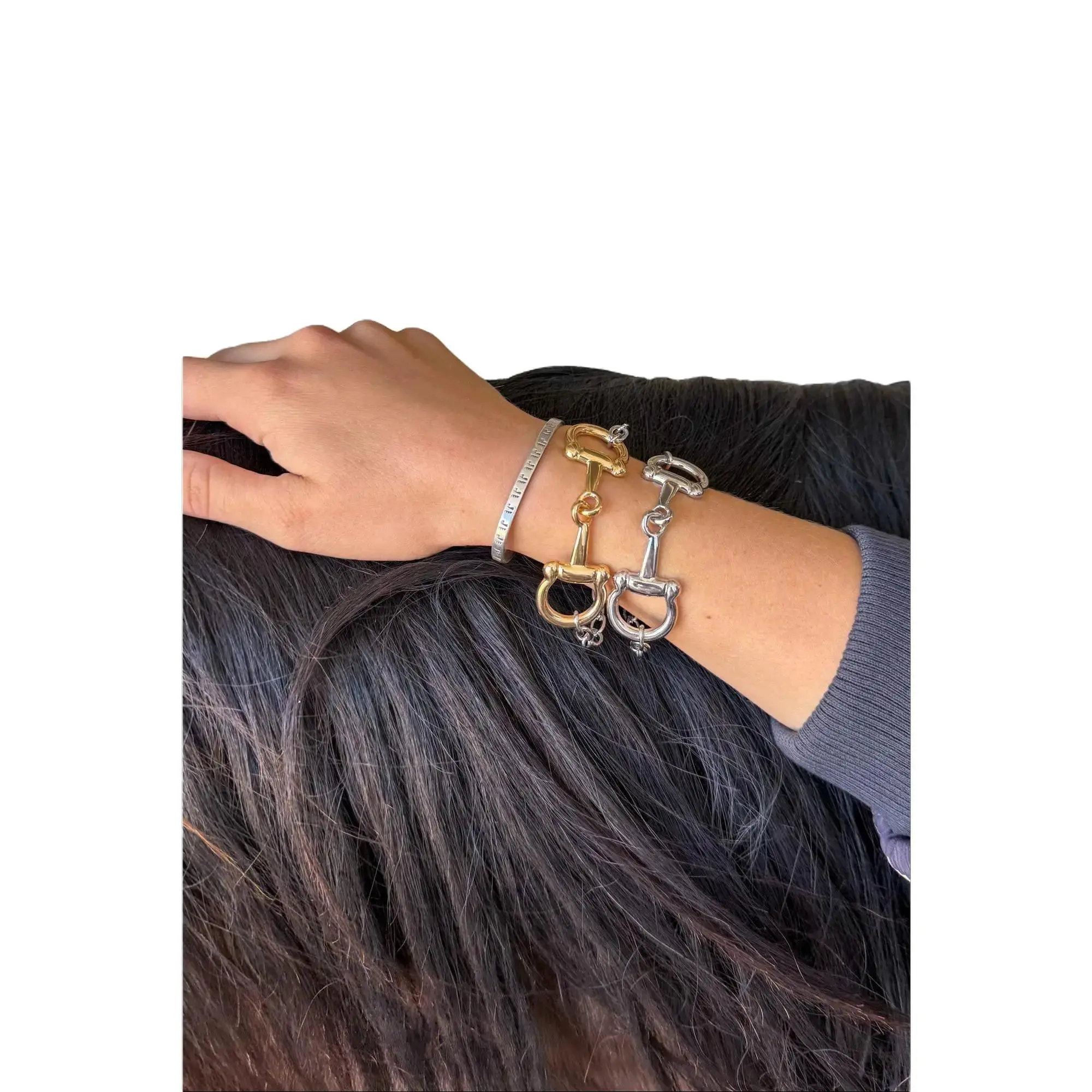 Grit & Bit Snaffle Bit Bracelet - Bold Shiny Western Accessory for Rowdy Hearts Rodeo Souls & Western Enthusiasts - 8.5" Length 2.5 oz - Made in Amarillo TX