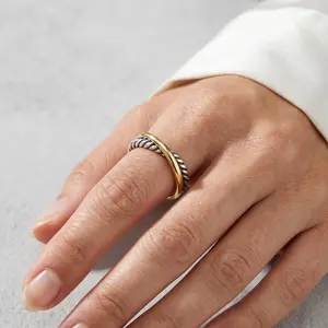 2025 New Arrival S925 Sterling Silver Cross-Wire Ring Neutral Unisex Classic Minimalist Simple Temperament Retro Vintage Fashion Personality Trend Luxury Fine Jewelry Daily Casual Party Stackable Finger Ring Birthday Anniversary Jewelry Gift for Men Women