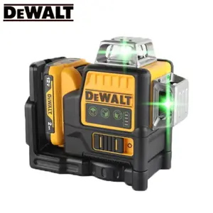 DEWALT DW089LG 3 Sides 360 Degree Vertical Lines Laser Level Meter 12V Lithium Battery Horizontal Green Light for Construction & DIY Projects