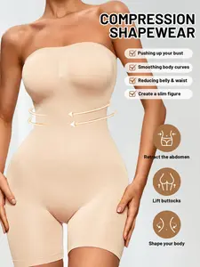Women's Strapless Tube Top Shapewear, Tummy Control Waist Trainer Butt Lifter, Push Up Seamless Dress Underwear Womenswear