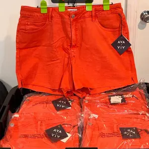 AVA VIV NEW WITH TAGS TRENDY ACID WSHORTS SIZE 20W ORANGE DENIM SHORTS FOR WOMEN