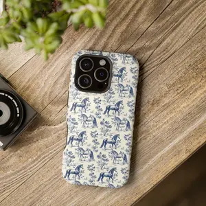 Vintage Horse Toile MagSafe Tough Phone Case ip 17, 16, 15, 14 Pro Max Case