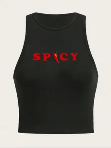 Retro red chili pattern tight fitting vest, Spicy summer casual sleeveless top, spicy food enthusiast vest, Fun pattern vest, Y2K spicy girl style, Womenswear, Casual Beach Tank