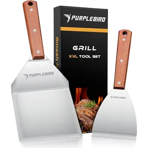 Extra large grill spatula set stainless steel smash burger spatula kit 55 x 5 inch bbq griddle spatula and grill scraper griddle tools grill utensils gift for dad
