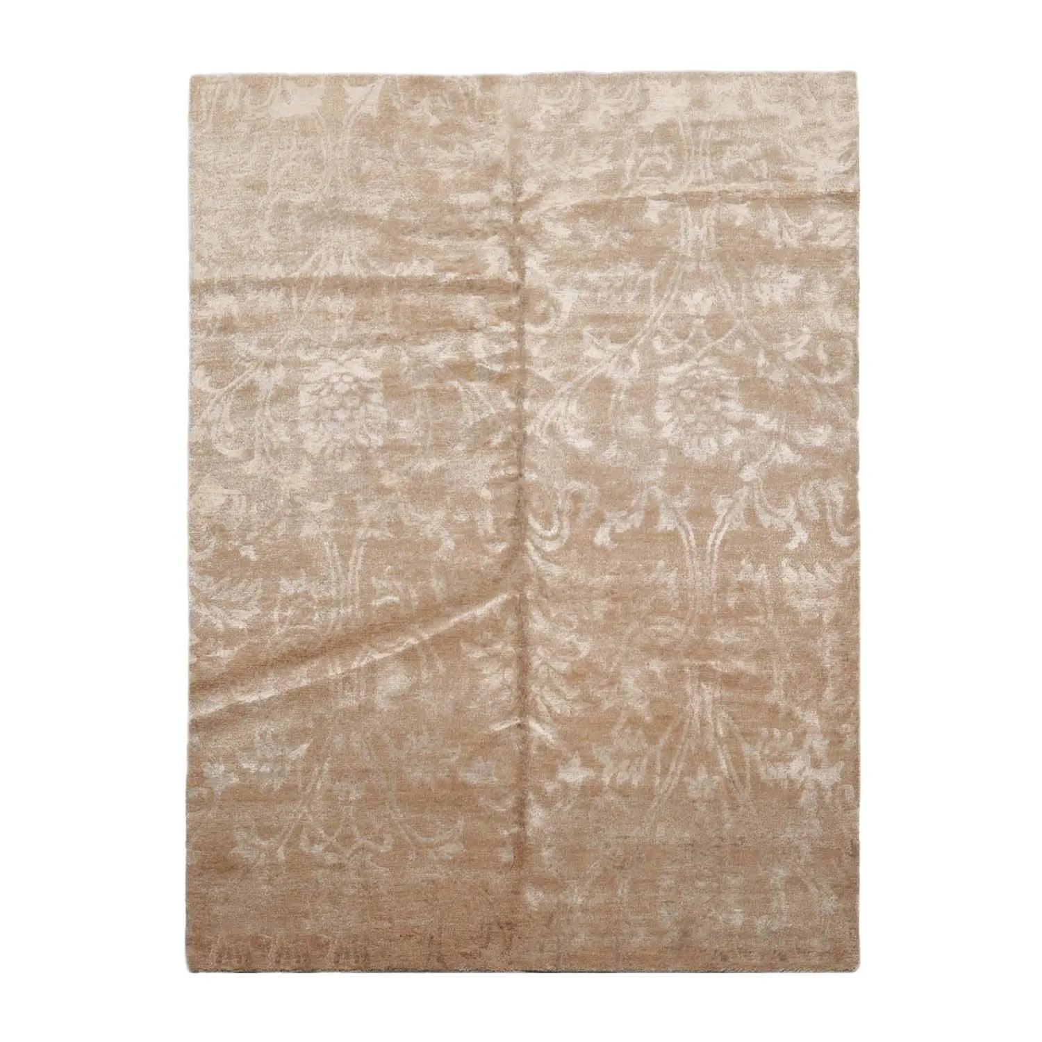 5’6" x 7’5”Hand Knotted 100% Bamboo Silk Tibetan Area Rug Beige