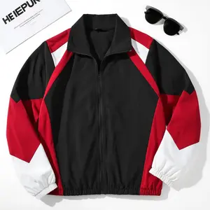 HEIEPUK Men's Color-Plaid Zipper Casual Jacket for Autumn and Winter Regular Fit Long-Sleeved Coat for Daily Wear Business & Casual Tops Fashion Menswear jackets Red Love Polyester Stylish business casual tops jackets Tights Wetsuit Chainsaw