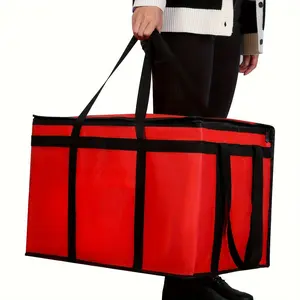 Large Capacity Reusable Insulated Bag Set, Detachable Hard Base, Three-Layer Pizza Delivery Bag, Durable and Practical Design