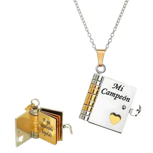 Book Lovers Jewelry "Mi Campeón" Necklace with Heart Charm for Mom Daughter Son Perfect for Mothers Day Birthdays & Memorials Symbolizes Wisdom