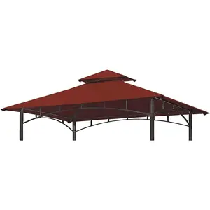 Grill Gazebo Replacement Canopy Top -  5x8 Gazebo Roof Double Tiered Outdoor BBQ Roof Cover Grill Shelter Only Fit for Model L-GG001PST-F (Burgundy)