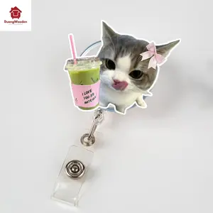 Cat Matcha Badge Reel Badge Reel, I Love Matcha Badge Reel