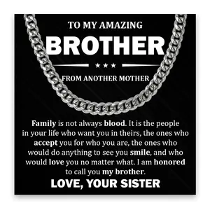To My Love Brother Necklace, Brother Cuban Chain Stainless Steel Necklace, To My Little Brother Necklace Birthday Gifts, Brothers Necklace For Christmas, Graduation Necklaces Gifts For Brother From Sister