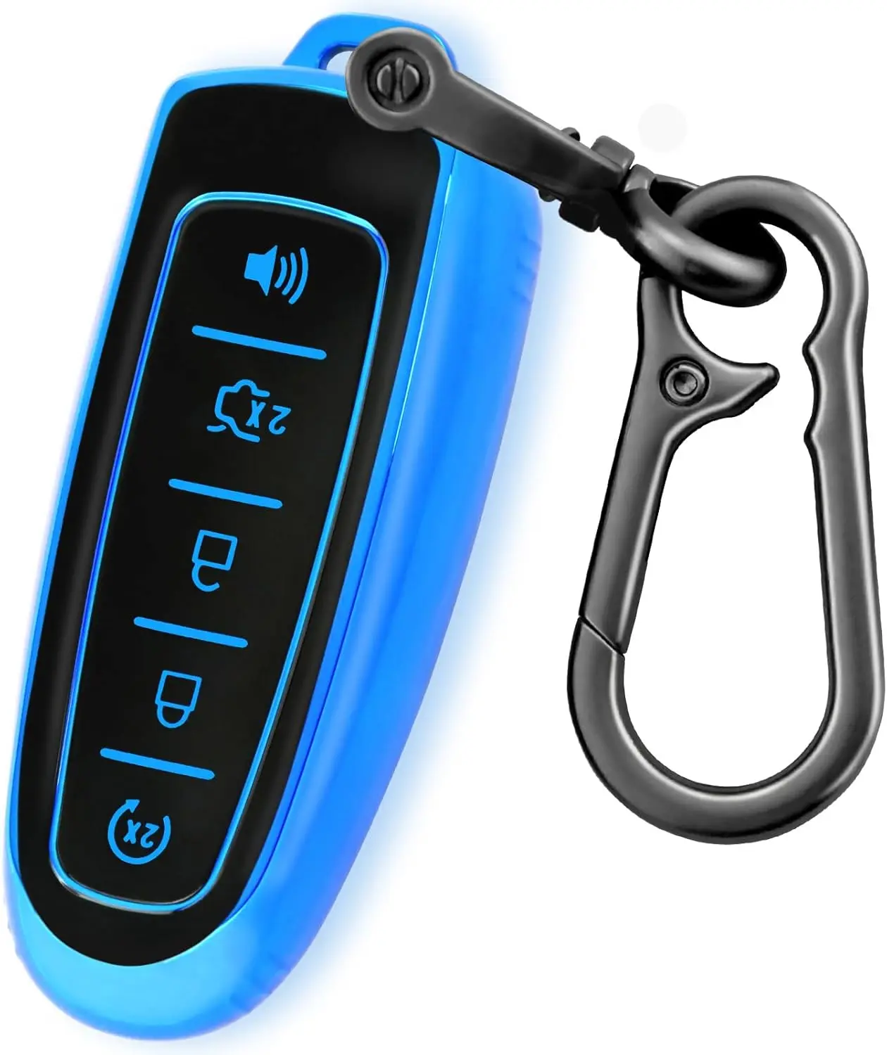 for  Key Fob Cover with Keychain,Key Fob Cover Case  Compatible with  C-Max Edge Escape Expedition Explorer Flex Focus Taurus Lincoln MKS MKT MKX Smart Key (Blue)