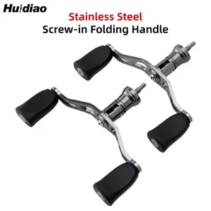 Huidiao 1pc Stainless Steel Screw-in Folding Handle for Spinning Fishing Reel 1000-4000 Series Dim Gray Rocker Arm Waterproof Corrosion Resistant Fishing Accessories