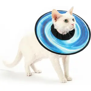 PetThem Soft Cat Cone Collar, Adjustable Cat Recovery Collar, After Surgery to Stop Licking, Waterproof & Easy to Clean, Lightweight Elizabethan Collar for Cats and Small Dogs (Astral Depth, M)