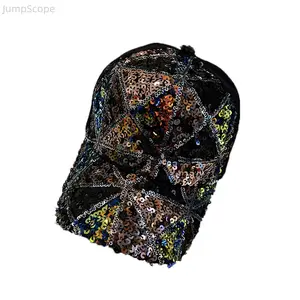 Women's Mesh Sequin Baseball Cap, Breathable Sun Protection Trucker Hat, Sparkly Geometric Pattern Summer Cap, Fashionable Lightweight Shade Hat for Outdoor & Casual Wear
