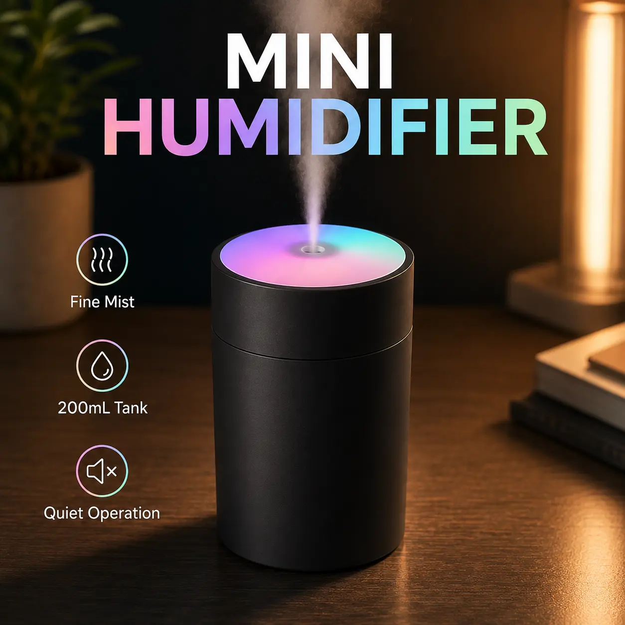 Aromatherapy Essential Oil Diffuser Humidifier with Color-Changing Night Light, Home Bedroom Humidity Control & Fresh Mist Atmosphere Relaxation Device