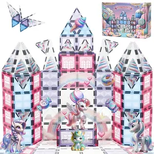 Little Pi Unicorn Toys for Girls Age 4-6 - Unicorn Magnetic Tiles Frozen Toys for Girls Age 4-7 - 3 Year Old Girl Gifts 4 Year Old Girl Birthday Gifts Magnetic Blocks Age 3 4 5 6 7 8