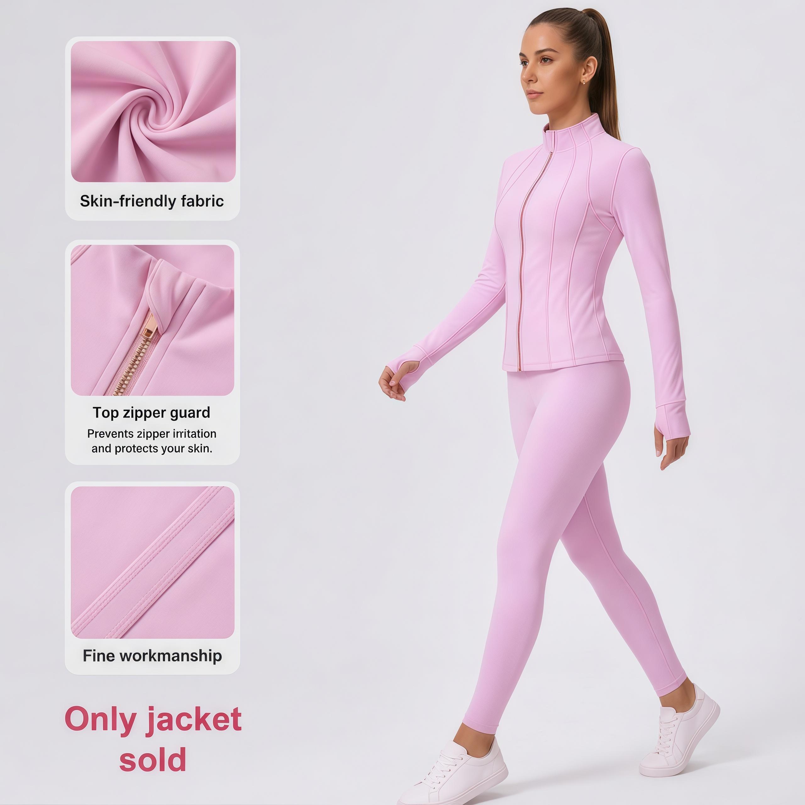 MG1 Women's Thumb Hole Zip Up Sports Jacket, Long Sleeve Active Outerwear Thumbholes Design, Casual Wear for Women Activewear Blazer