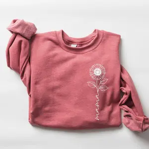 Personalize Sunflower Mom Gift Sweatshirt, Cute Mothers Day Gift, Mama Sweatshirt, Mom Shirt, Mama Crewneck, New Mom Announcement Shirt