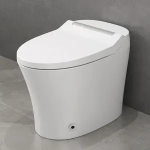 Smart toilet with Built-in Heated Seat, One Piece Elongated Modern Bathroom Toilet with Adjustable Temp Heated Seat, Auto Flush,  Dual Flush Toilet 1/1.28 GPF, Foot sensor Flush, White Night Light,Knob Control