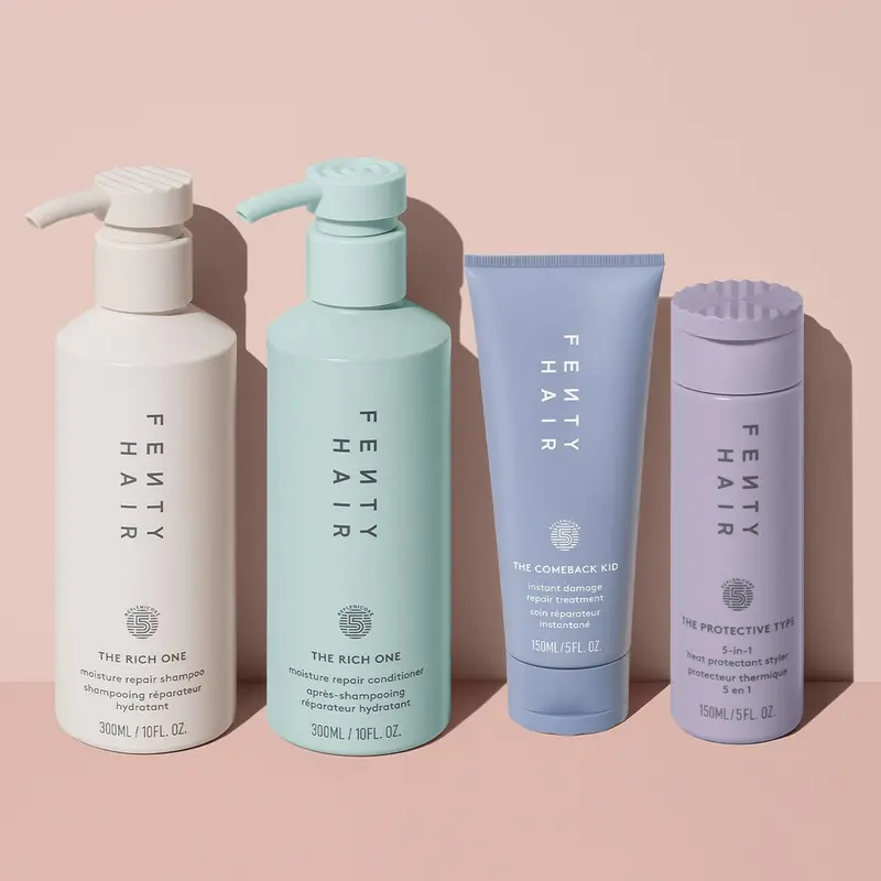 Fenty Hair The Maintenance Crew: Reparative Moisture Full-Size Shampoo, Conditioner, Heat Protectant Styler, and Bond Repair Haircare Bundle