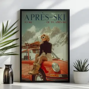 [SALE UP TO 50% + FREE SHIP] Après Ski Poster Vintage Ski Art Print Retro Mountain Wall Decor Ski Lodge Art Winter Fashion Print Alpine Chic