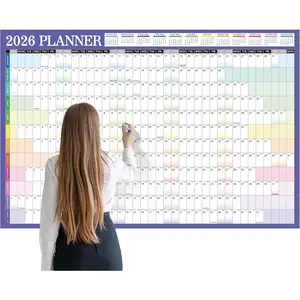 55 x 37in 2026   Wall Calendar Colorful Wet & Dry Erase Laminated 12 Month Annual Yearly Personalized  Wall Planner for School  Office Planning (Cut into 3 count)