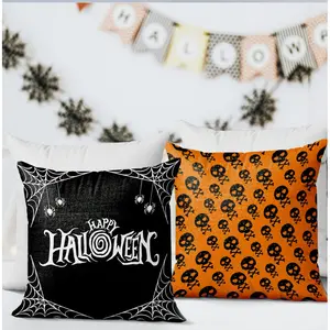 DecorX Halloween Throw Pillow Set of 2 with Inserts - Spooky Halloween Decorative Pillows for Couch, Bed, and Home - 13x13 inches, Soft Polyester, Machine Washable kid halloween