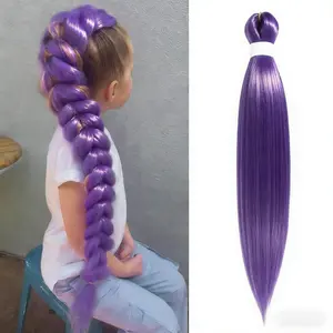 Demon Hunters Rumi Long Purple Braiding Hair Pre Stretched Synthetic hair Extensions for Braids, Purple Hair Extensions for Stage Halloween Costume Hair Accessories Christmas for Party Cosplay demon hunter synthetic braiding hair extension