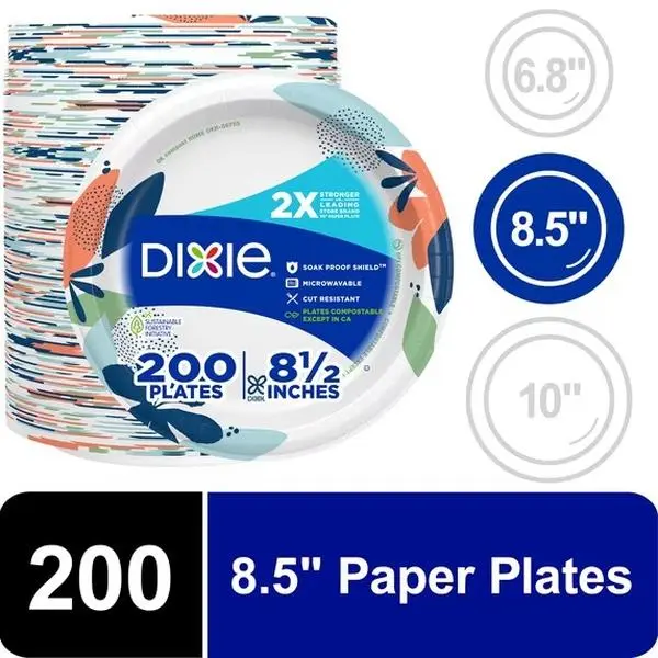 Disposable Paper Plates, 8.5", Multi-Color, 200 Count Disposable Paper Plates, 8.5", Multi-Color, 200 Count