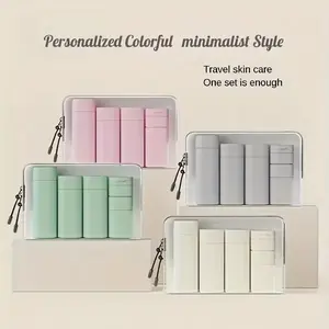 5pcs Premium Travel Cosmetic Bottle Set, Durable PE Tubes, Stylish Carry Case, Compact Lightweight Makeup Organizers, Makeup Cosmetic Storage, Guaranteed Leakproof