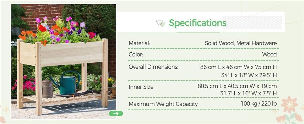 【Fir Wood】Yaheetech Wooden Raised Garden Bed Elevated Planter Box Kit 2 Tiers with Legs for Yard/ Garden Use Planting Vegetables/ Flowers/ Herbs/ Fruits